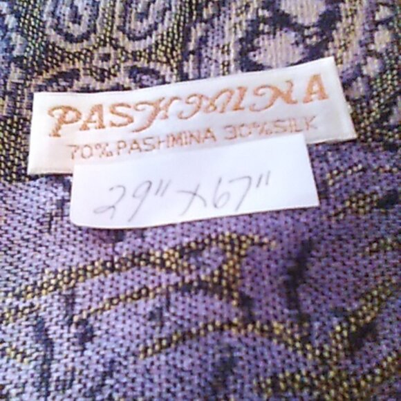 Pashmina Silk Scarf Wrap Lavender/Golden Tan 29" x 67" Elegant New  PS3. - Picture 5 of 5